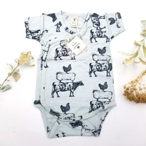 NWT Kate Quinn SS Kimono Bodysuit Stacked Animals 12-18M